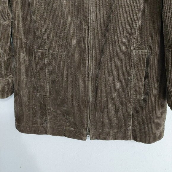 J. JILL Brown Chore Boy Farm HERITAGE TUMBLED CORD COAT Corduroy Zip Jacket Sz M - Picture 5 of 10